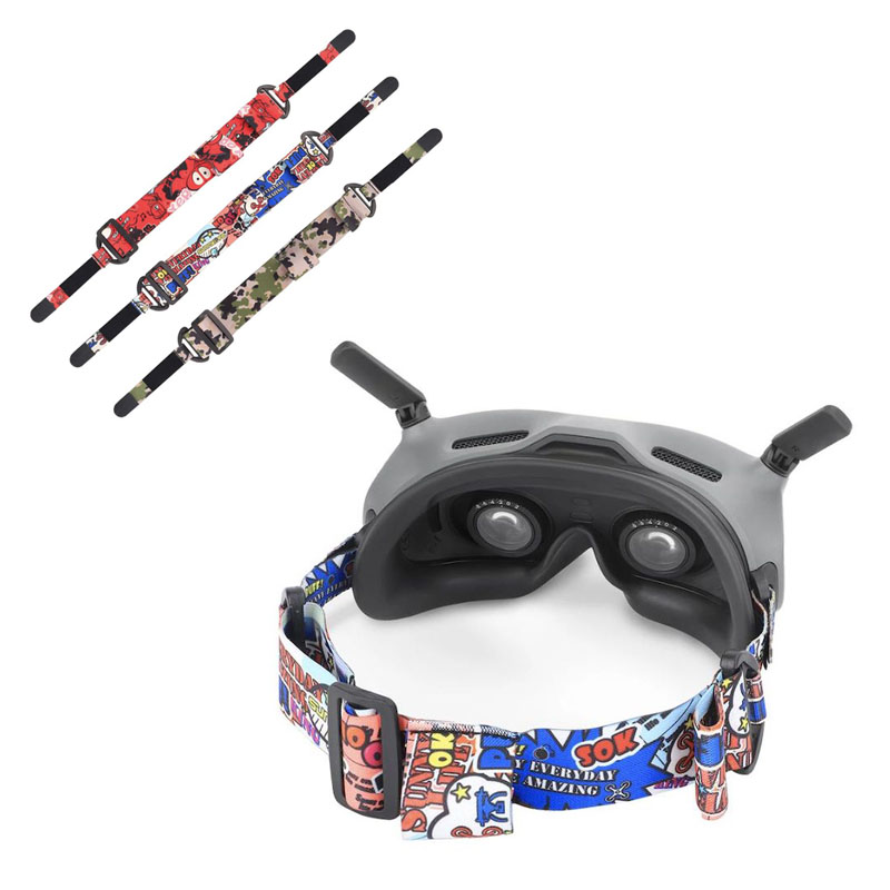 Sunnylife Printed Adjustable Headband with Battery & Cable Slots for DJI FPV Goggles V2 / Goggles 2 (DJI FPV / Avata Drones)