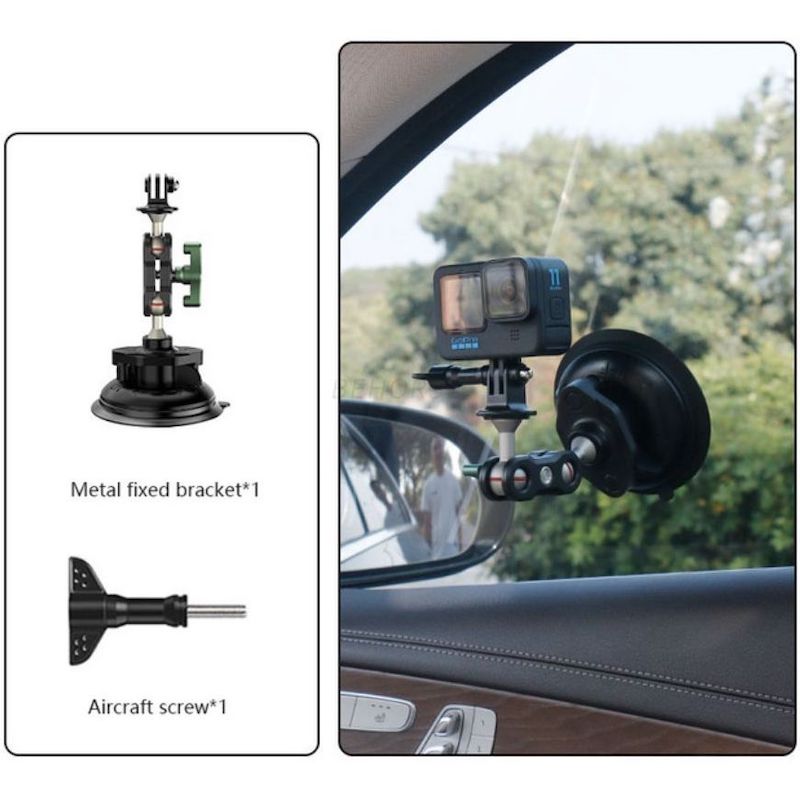 Support 5-en-1 Universel à Ventouses Pour Voiture Et Vélo Avec Perche à Selfie - Compatible GoPro, Insta360, DJI - Prise De Vue à La Troisième Personne
