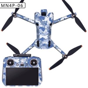 Autocollant Pellicola adesiva di protezione impermeabile in PVC drone DJI Mini 4 Pro DJI RC 2 camouflage blu