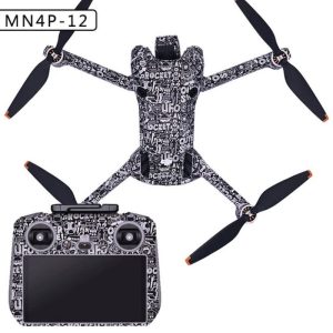 Autocollant Pellicola adesiva di protezione impermeabile in PVC drone DJI Mini 4 Pro DJI RC 2 graffiti nero bianco