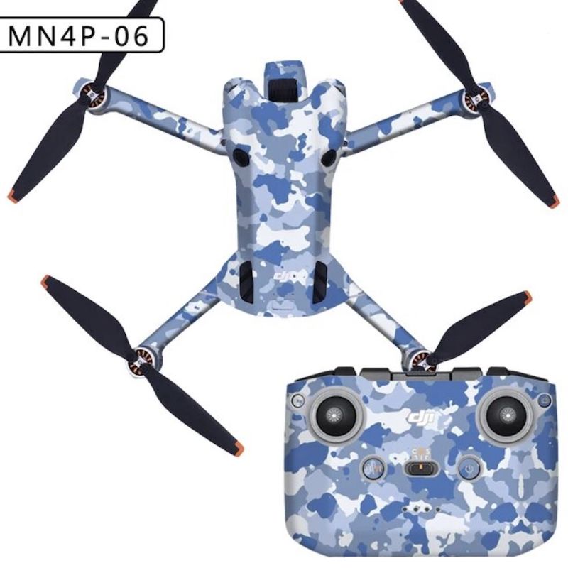 Autocollant Pellicola adesiva di protezione impermeabile in PVC drone DJI Mini 4 Pro DJI RC N2 mimetico blu