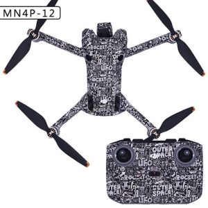 Autocollant Pellicola adesiva di protezione impermeabile in PVC drone DJI Mini 4 Pro DJI RC N2 graffiti nero bianco