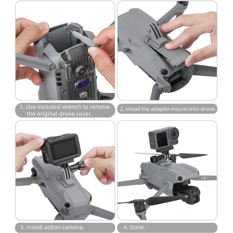Adattatore di montaggio per videocamera d'azione con fusoliera per il drone DJI Air 3 - immagine 5