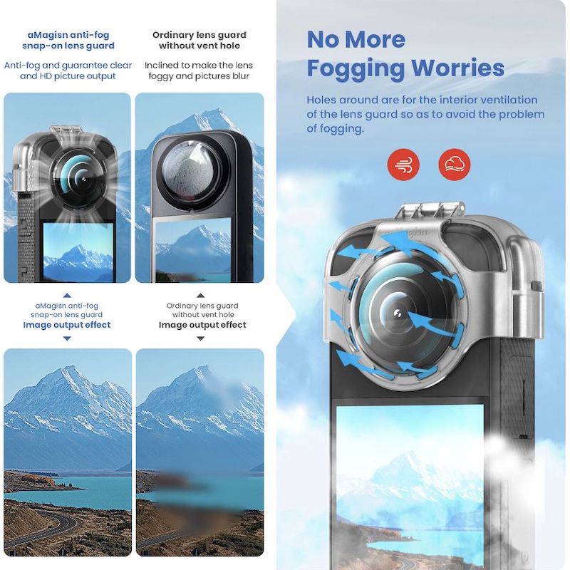 Copertura trasparente dell'obiettivo antiappannamento per la videocamera Insta360 X3 - immagine 3