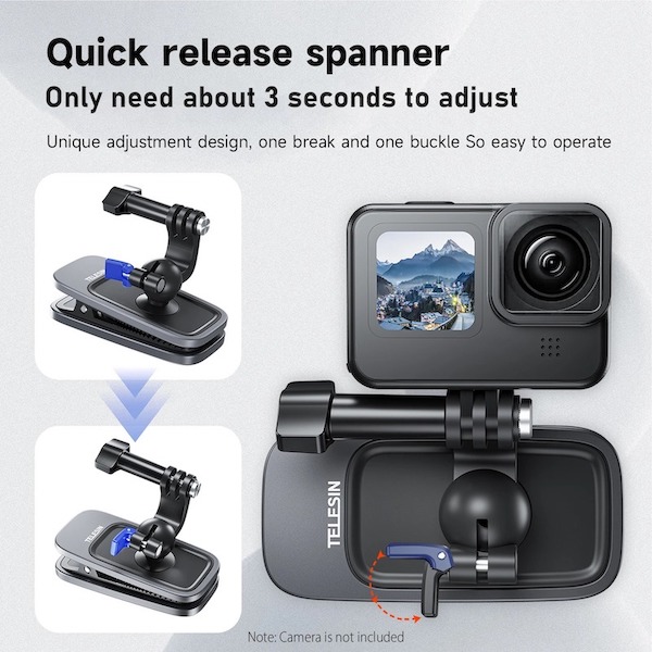 Support Magnétique GoPro Puissant - Rotule 360°, Compatibles Hero 12/11/10, DJI Osmo, Insta 360, Charge 3 Kg