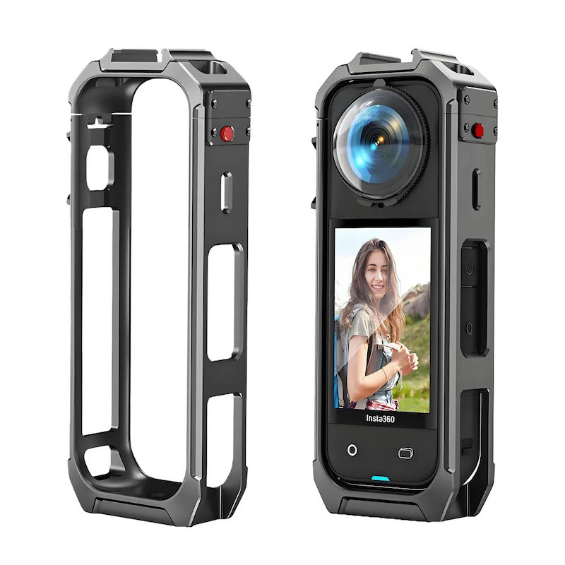 FEICHAO Telaio protettivo per gabbia con alloggiamento magnetico pieghevole per due schede Supporto per scarpe fredde compatibile con Insta360 One RS (solo gabbia
