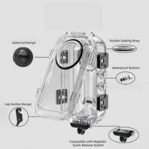 60m waterproof case with magnetic mount for Insta360 X6 4
