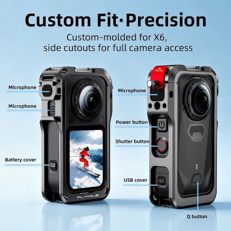 Metal protective cage for Insta360 X6 3 lens